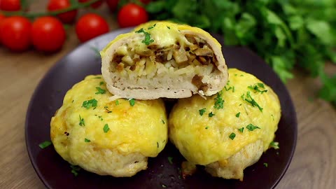 Chicken Breast with Mushrooms and Rice in the oven! Delicious Recipe for Dinner!