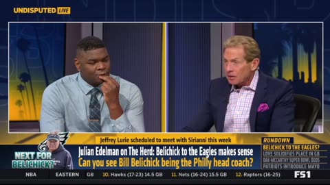 UNDISPUTED Skip Bayless reacts Julian Edelman Bill Belichick to the Eagles makes sense