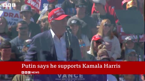 Donald Trump reacts to Vladimir Putin endorsing Kamala Harris as next US president | BBC News