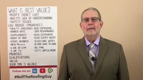 How do you define best value? With #RolfTheRoofingGuy