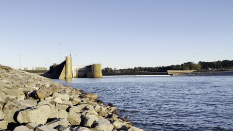 Coal Barge Exiting River Lock