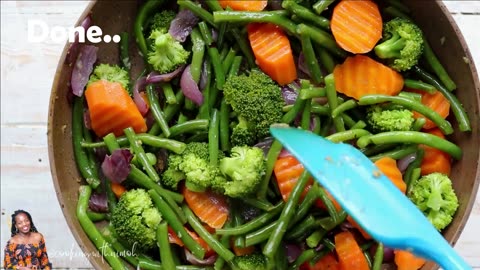 SAUTE MIXED VEGGIES _ How to saute mixed veggies _ Broccoli, Carrots, Onions & Green Beans (Michiri)