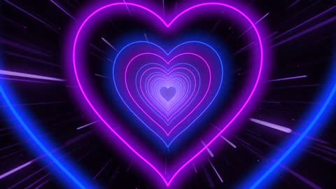 286. Animated Video💙💜Neon Lights Love Heart 😘Heart Tunnel Loop.