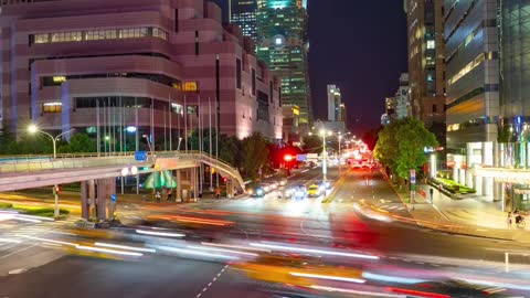 Timelapse of night in downtown