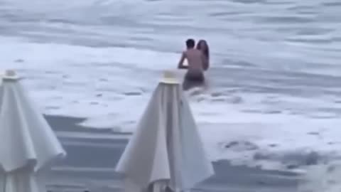 A girl in Sochi (Russia) Right From The Beach Was Washed Into The Open Sea