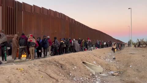 Another Enormous Line Of Hundreds Of Adult Men From Everywhere Crossed Illegally Into Lukeville, AZ