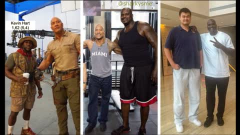 Comparação de alturas: Kevin Hart, The Rock, Shaquille O'Neal e Yao Ming