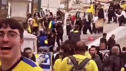 Israeli fans attack a Palestinian in Athens, Greece