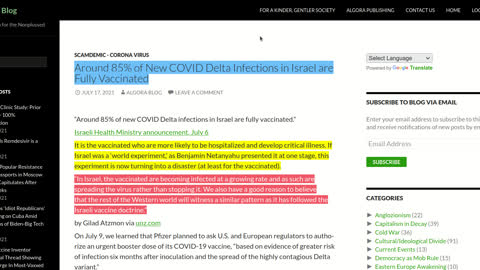 Vaccinated are getting re-infected and dying 85% more then un-vaccinated