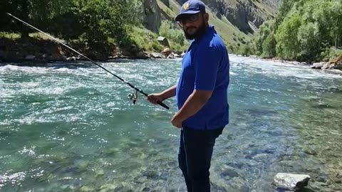 Fishing at astore River Crystal Clear water ASTORE VALLEY GILGIT BALTISTAN