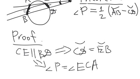 The angle intersecting a circle with the vertex outside of the circle