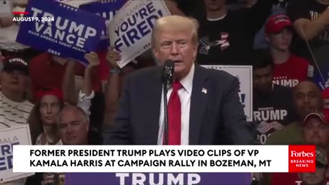 'Don't Take My Word For It...': Trump Plays Clips Of Harris's Past Statements On Jumbotron At Rally