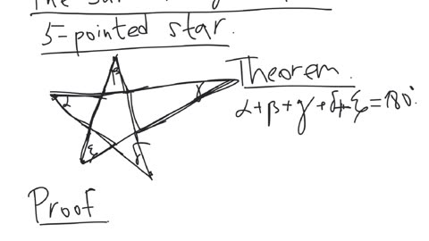 The sum of angles of a 5-pointed star | plane geometry | intermediate level