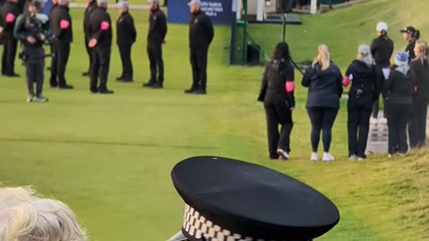 Lottie woad & Lydia ko awaiting prize presentation AIG Woman's open Golf St Andrews Sunday