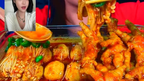 SPICY MEATBALL CHICKEN FEET ENOKI MASSIVE #eating #food #cooking #reels #trend #fyp #asmr (5)