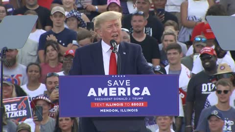 Former President Donald Trump holds a 'Save America' rally in Mendon, Illinois.