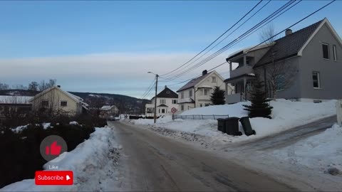 WALKTHROUGH CITY IN WINTER #NORWAY #DRAMMEN #SNOW - NO MUSIC - NO TALKING - 4K NATURE