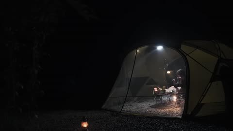 Girl Camping in rain