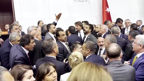 Turkish MPs brawl during debate on jailed opposition lawmaker