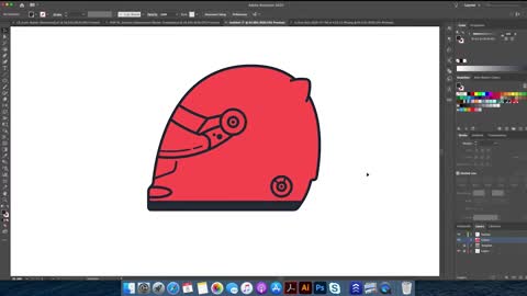 Illustrator drawing - teach you how to draw a Ferrari F1 racing helmet VIII