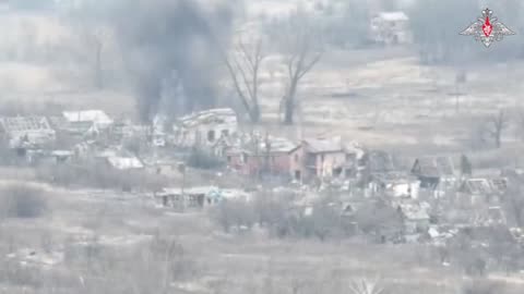 Work of the Msta-B gun on Ukrainian positions near Kleshcheyevka.