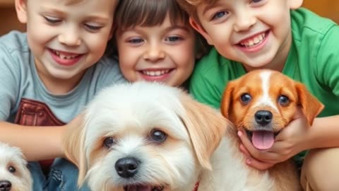 Kids and Pets Try to Blow Bubbles Together