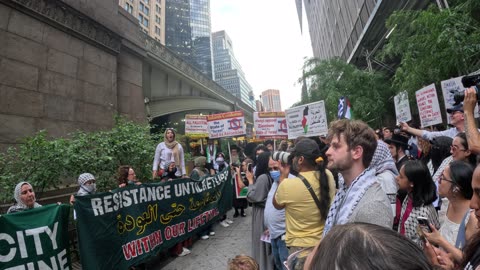 Palestinian Nerdeen Kiswani outside Grand Central Terminal in New York City.