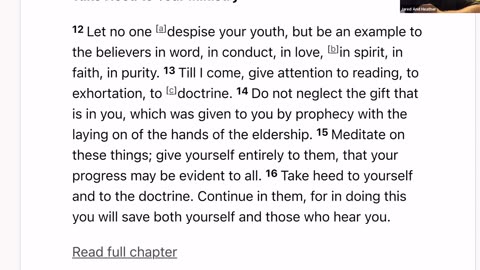 DAY 124: LET NO ONE LOOK DOWN ON YOU (1 Timothy 4:12)- Have Confidence and Self Discipline...