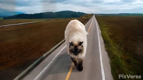 Cool Cat Takes a Stroll: The Smoothest Walk on the Road!