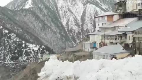 Avalanche in Narrow Valley Village