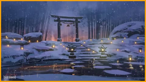 Japanese Winter ambient with Flute Sounds Background (Sleep, Meditation, Study, Soothing Relaxation)