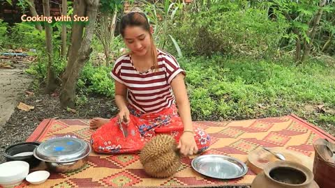 Yummy Durian Sticky Rice Dessert - Durian Sticky Rice Dessert Cooking - Cooking With Sros