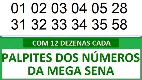 PALPITES DOS NÚMEROS DA MEGA SENA COM 12 DEZENAS 0a 0b 0c 0d 0e 0f 0g 0h 0i 0j 0k 0l