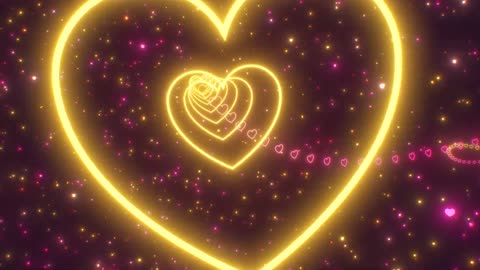 1029. Pink Yellow Moving Heart Shaped Neon Glowing