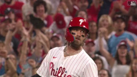 Bryce Harper game winning extra innings hit off of Josh Hader. Joel Embiid approves