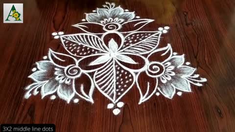 3 everyday rangoli / muggulu / kolam with 3 dots