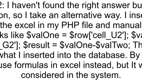 How to get calculated value from cell formula in Maatwebsite Laravel Excel