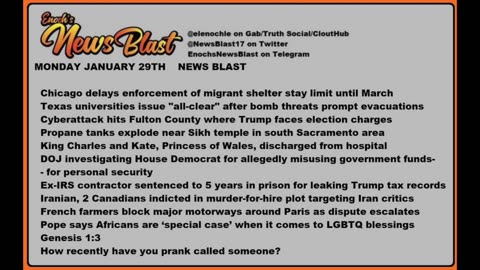 Monday, January 29, 2024 News Blast