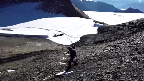 Rocky path between glaciers signals climate warning