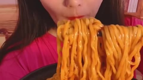 "Satisfying ASMR - Eating Chinese Fast and Korean Noodles with Egg 🍜"