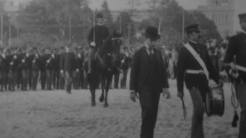 Parade Of Marines, U.S. Cruiser "Brooklyn" (1898 Original Black & White Film)