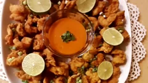 Fried shrimp with homemade buffalo sauce