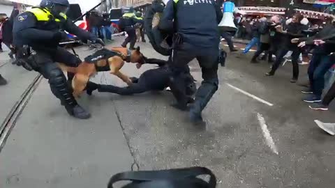 Amsterdam Police Use Dogs Against Lockdown Protestors