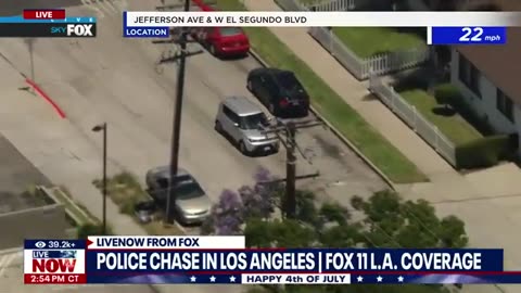 POLICE CHASE: High-speed 100+ mph pursuit ends with 5 suspects fleeing Kia Soul | LiveNOW from FOX