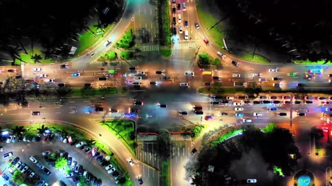 (No Sound) Nighttime Traffic Digital Art TV/PC Screensaver Background