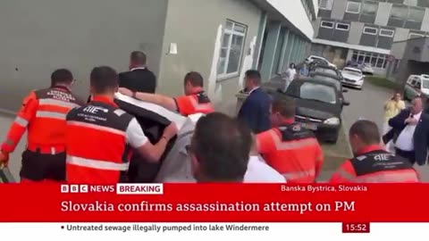 Slovakia Prime Minister Robert Fico arriving at the hospital in Banská Bystrica