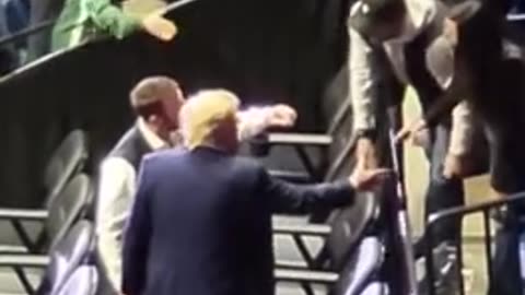 President Donald Trump at the NCAA Division I Wrestling Championships in Tulsa, Oklahoma.