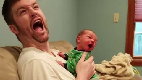 Cute dad and baby