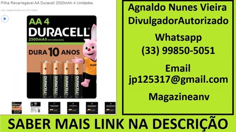 Pilha Recarregável AA Duracell 2500mAh 4 Unidades