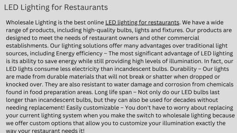 led lighting for restaurants